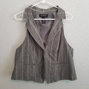 Lane Bryant Gray Striped Halter Button Down Blazer Vest